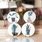 4'lü Vazo & Saksıda Çiçekler Tasarımlı Servis Altlığı & Supla Realhomes