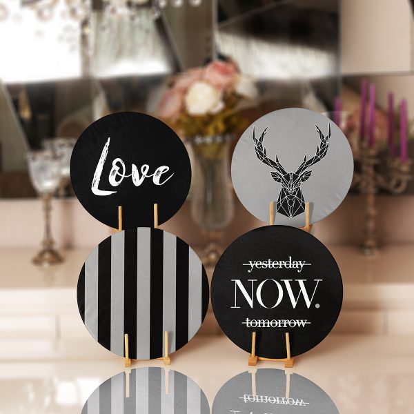 4'lü Karışık Renkli Fırça Darbeleri Tasarımlı Servis Altlığı & Supla Realhomes