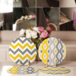 - Supla4lu-Set49-1 - Realhomes 4'lü Sarı & Gri Zigzag Motifli Servis Altlığı & Supla Realhomes