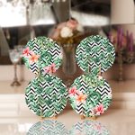 - Supla4lu-Set53 - Realhomes 4'lü Siyah Zigzaglı Yaprak Tasarımlı Servis Altlığı & Supla Realhomes