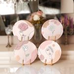 - Supla4lu-Set63 - Realhomes  4'lü Pastel Renkli Gül Tasarımlı Servis Altlığı & Supla Realhomes