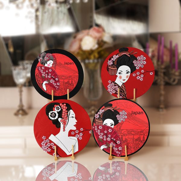 4'lü Karışık Renkli Fırça Darbeleri Tasarımlı Servis Altlığı & Supla Realhomes