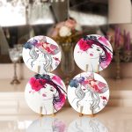 - Supla4lu-Set65 - Realhomes 4'lü Suluboya Çizimli Kadın Tasarımlı Servis Altlığı & Supla Realhomes