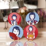 4'lü Kırmızı & Mavi Etnik Kadın Tasarımlı Servis Altlığı & Supla Realhomes