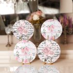 - Supla4lu-Set7 - Realhomes 4'lü Soft Pembe Gül Tasarımlı Servis Altlığı & Supla Realhomes