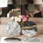 - Supla4lu-Set74-1 - Realhomes 4'lü Siyah & Gri Mermer Tasarımlı Servis Altlığı & Supla Realhomes