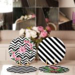 - Supla4lu-Set79-1 - Realhomes 4'lü Siyah Beyaz Zigzag Tasarımlı Servis Altlığı & Supla Realhomes