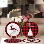 - Supla4lu-Set82-1 - Realhomes 4'lü Ekose Zemin Mery Christmas Tasarımlı Servis Altlığı & Supla Realhomes