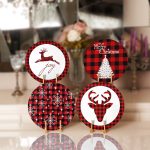 - Supla4lu-Set82 - Realhomes 4'lü Ekose Zemin Mery Christmas Tasarımlı Servis Altlığı & Supla Realhomes