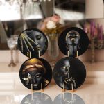 - Supla4lu-Set95 - Realhomes 4'lü Siyahi African Tasarımlı Servis Altlığı & Supla Realhomes