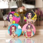 - Supla4lu-Set96 - Realhomes  4'lü Pop-Art Fashion Girl Tasarımlı Servis Altlığı & Supla Realhomes