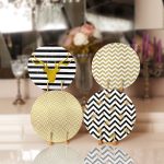 - Supla4lu-Set98 - Realhomes 4'lü Altın Varaklı Geometrik Tasarımlı Servis Altlığı & Supla Realhomes