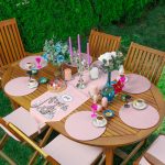 Pembe Zemin Antika Telefon Tasarımlı Dijital Baskılı Modern Üçgen Püsküllü Runner 1 Adet & 6 Adet Pembe Renkli Supla Realhomes