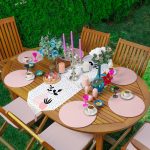 Krem Kumlama Zemin Vazo Desenli Dijital Baskılı Modern Üçgen Püsküllü Runner 1 Adet & 6 Adet Pembe Renkli Supla Realhomes