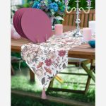 - SuplaRunner-DuzRenkSet-10412-Papatya-Gul-Tasarimli-Dijital-Baskili-Ucgen-Puskullu-Runner-1-Adet-6-Adet-Murdum-Renkli-Supla - Realhomes  Papatya & Gül Tasarımlı Dijital Baskılı Üçgen Püsküllü Runner 1 Adet & 6 Adet Mürdüm Renkli Supla Realhomes