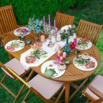 Renkli Ev Tasarımlı Saksı Çizimli 6+1 Supla Runner Seti Realhomes