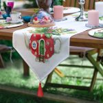 Renkli Ev Tasarımlı Saksı Çizimli 6+1 Supla Runner Seti Realhomes