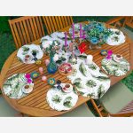 - SuplaRunnerSet499-Yesil-Tropik-Yaprak-Tasarimli-61-Supla-Runner-Seti-1 - Realhomes  Yeşil Tropik Yaprak Tasarımlı 6+1 Supla Runner Seti Realhomes