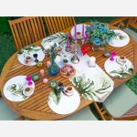 - SuplaRunnerSet502-Yesil-Tropik-Yaprak-Tasarimli-61-Supla-Runner-Seti-1 - Realhomes  Yeşil Tropik Yaprak Tasarımlı 6+1 Supla Runner Seti Realhomes