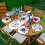 - SuplaRunnerSet504-Beyaz-Lacivert-Gul-Motifli-61-Supla-Runner-Seti - Realhomes  Beyaz & Lacivert Gül Motifli 6+1 Supla Runner Seti Realhomes