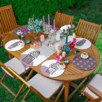 Eflatun Zeminli Kaktüs Motifli Dijital Baskılı 6+1 Supla Runner Seti Realhomes