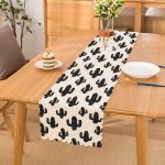 Siyah Beyaz Kaktüs Desenli Dekoratif Özel Tasarım Runner Realhomes