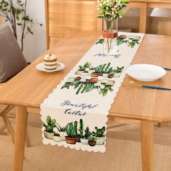 - runner2033 - Realhomes  Beatiful Cactus Baskılı Dijital Baskılı Özel Tasarım Runner Realhomes