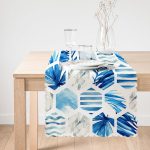 Mavi Temalı Geometrik Şekilli Dekoratif Özel Tasarım Runner Realhomes