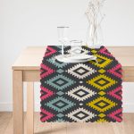 Renkli Geometrik Desenli Dijital Baskılı Özel Tasarım Runner Realhomes