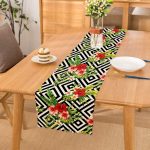 Geometrik Zeminde Çiçek Desenli Özel Tasarım Runner Realhomes