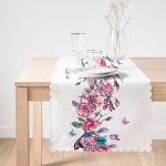 - runner2374-1 - Realhomes  Şarmaşık Gül Desenli Kuş Motifli Dijital Baskılı Özel Tasarım Runner Realhomes