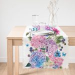 - runner2397-1 - Realhomes  Lila Renk Salkım Zambak Desenli Dijital Baskılı Özel Tasarım Runner Realhomes