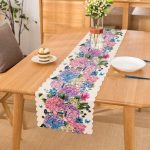 - runner2397 - Realhomes  Lila Renk Salkım Zambak Desenli Dijital Baskılı Özel Tasarım Runner Realhomes