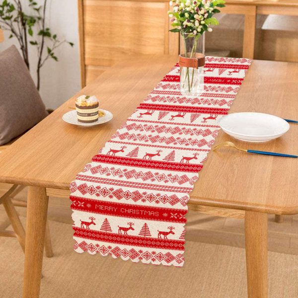 - runner3026 - Realhomes  Kanaviçe Desende Christmas Teması Dijital Baskılı Özel Tasarım Runner Realhomes