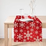 - runner3031-1 - Realhomes Beyaz Kar Taneleri Motifli Dijital Baskılı Dekoratif Özel Tasarım Runner Realhomes