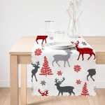 - runner3047-1 - Realhomes  Beyaz Zeminde Yılbaşı Motifleri Dijital Baskılı Özel Tasarım Runner Realhomes