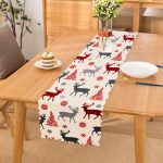 - runner3047 - Realhomes  Beyaz Zeminde Yılbaşı Motifleri Dijital Baskılı Özel Tasarım Runner Realhomes