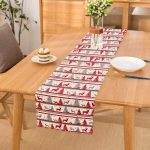 - runner3063 - Realhomes  Geyik ve Çam Ağaçları Baskılı Dekoratif Özel Tasarım Runner Realhomes