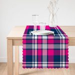 - runner3077-1 - Realhomes  Pembe Lacivert Ekose Desenli Dekoratif Özel Tasarım Runner Realhomes