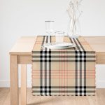 - runner3078-1 - Realhomes  Krem Zeminli Ekose Desenli Dekoratif Özel Tasarım Runner Realhomes