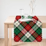 - runner3079-1 - Realhomes  Yeşil Kırmızı Beyaz Ekose Desenli Dekoratif Özel Tasarım Runner Realhomes