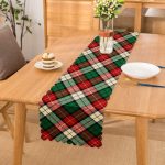 - runner3079 - Realhomes  Yeşil Kırmızı Beyaz Ekose Desenli Dekoratif Özel Tasarım Runner Realhomes