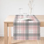 - runner3081-1 - Realhomes  Pembe Gri Ekose Desenli Dekoratif Özel Tasarım Runner Realhomes