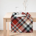 - runner3085-1 - Realhomes  Kırmızı Siyah Beyaz Ekose Desenli Dekoratif Özel Tasarım Runner Realhomes