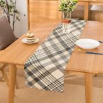 - runner3087 - Realhomes Gri Krem Ekose Desenli Dijital Baskılı Dekoratif Özel Tasarım Runner Realhomes