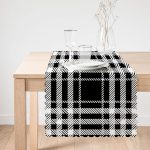 Siyah Beyaz Ekose Desenli Dekoratif Özel Tasarım Runner Realhomes