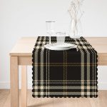 - runner3093-1 - Realhomes  Siyah Zeminli Ekose Desenli Dijital Baskılı Dekoratif Özel Tasarım Runner Realhomes