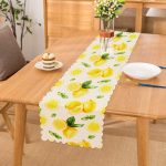 Beyaz Zeminde Limonlar Desenli Dijital Baskılı Özel Tasarım Runner Realhomes