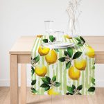 Yeşil Zeminli 3 Boyutlu Limon Desenli Dijital Baskılı Özel Tasarım Runner Realhomes