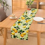 Yeşil Zeminli 3 Boyutlu Limon Desenli Dijital Baskılı Özel Tasarım Runner Realhomes